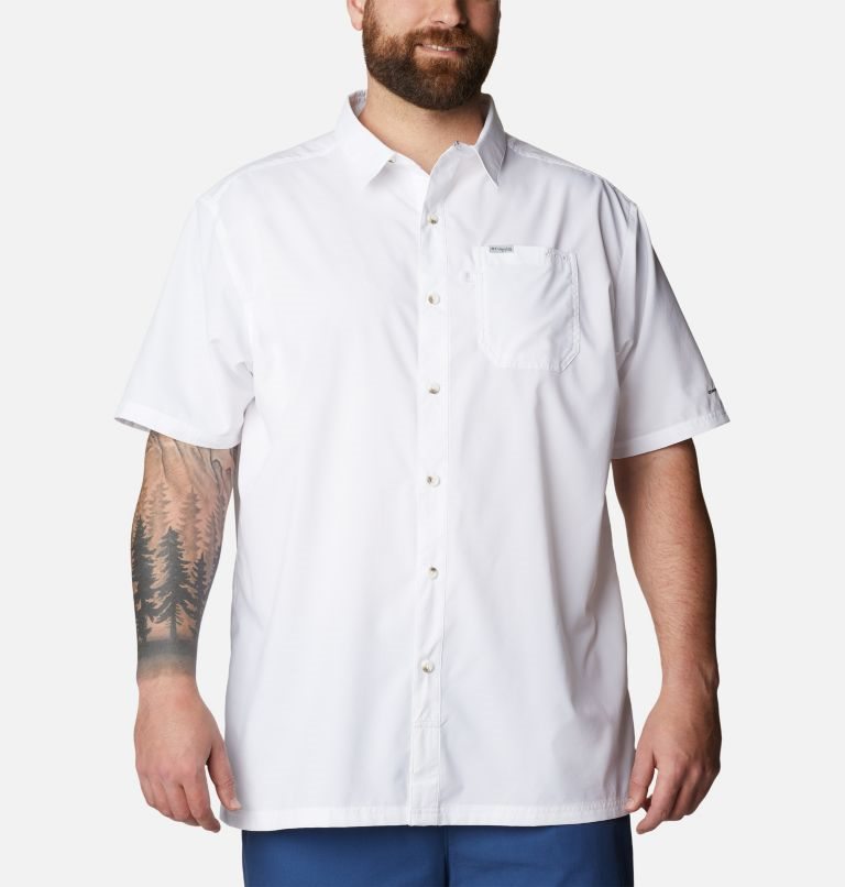 Camasa Columbia PFG Slack Tide Camp Barbati Albi | Plus Size DJQ7AS8Z9